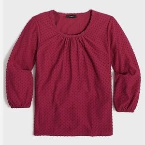 J. Crew Berry Pink Clip Dot Poet Sleeve Top